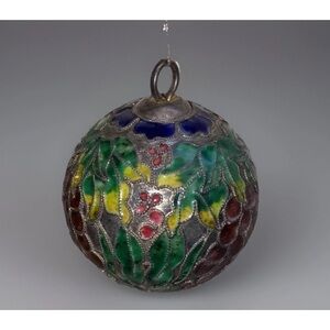 Vintage Metal Christmas Ornament Grapes Fruit